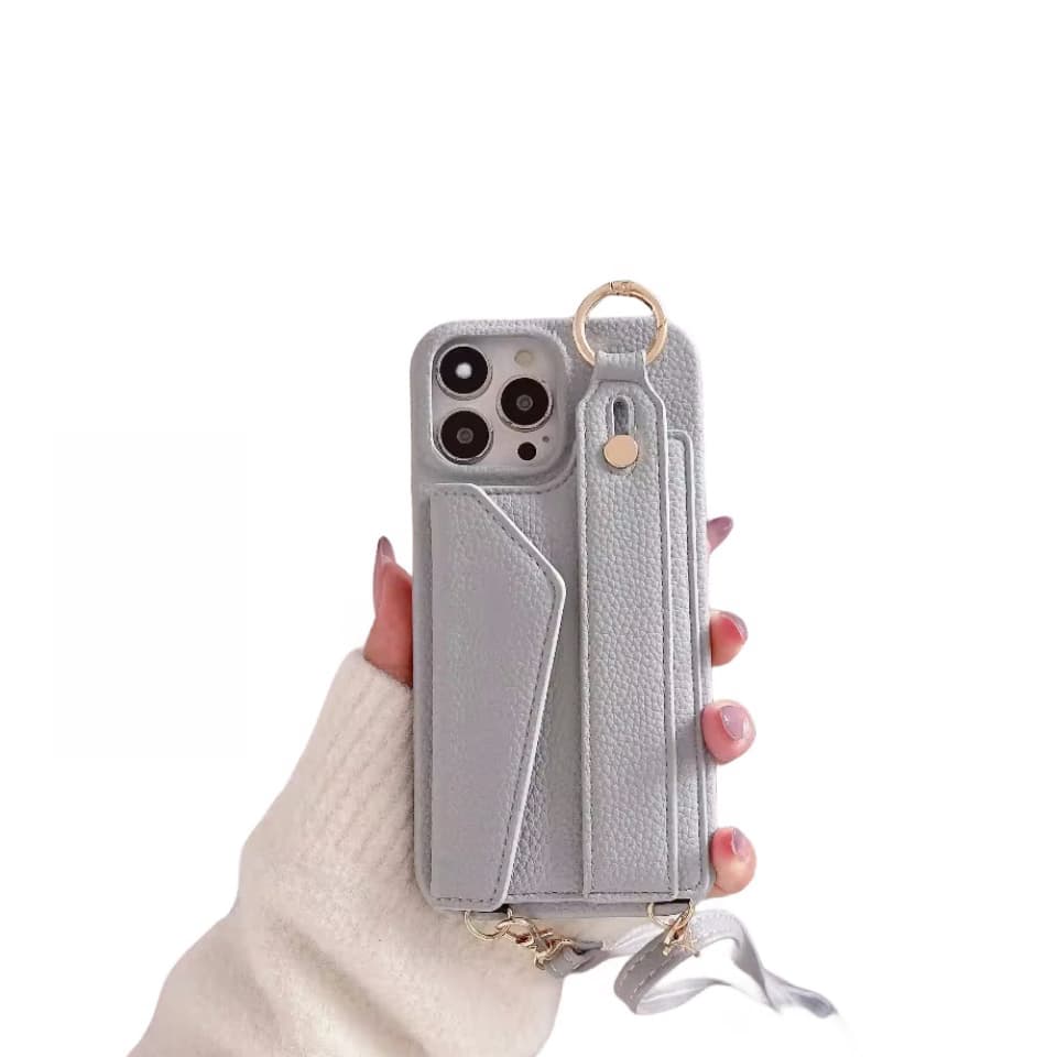 Crossbody Wrist Strap Wallet Leather Cover for iPhone