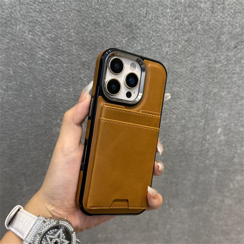 Luxury Card Slot Holder PU Leather Kickstand Wallet Mobile Phone Case for iPhone