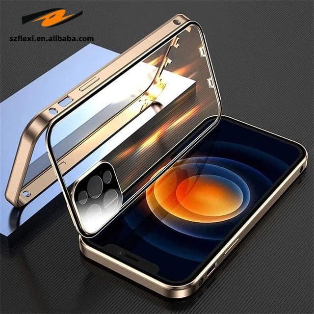 Clear 360 Full Protection Metal Magnetic Double Sided Glass Case for iPhone