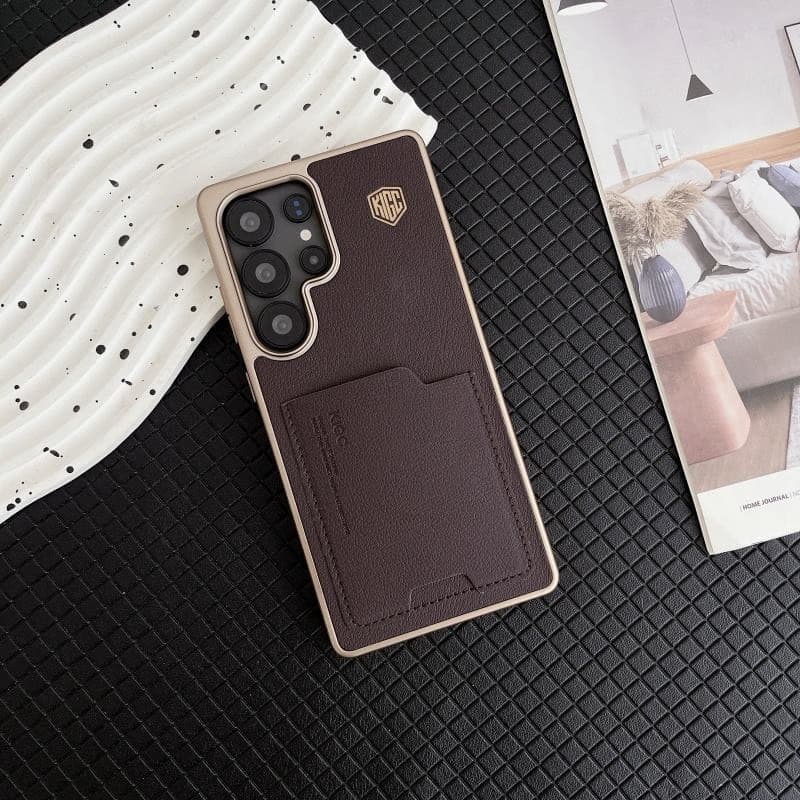 Premium Business PU Leather Wallet Cell Phone Case for Samsung S23 S24 Ultra S25 Plus With Card Holder