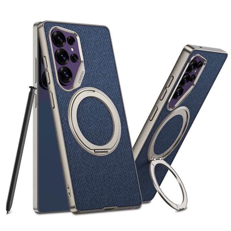 Ultra Luxury Magnetic Holder Phone Case Solid Color Shockproof Protective Shell