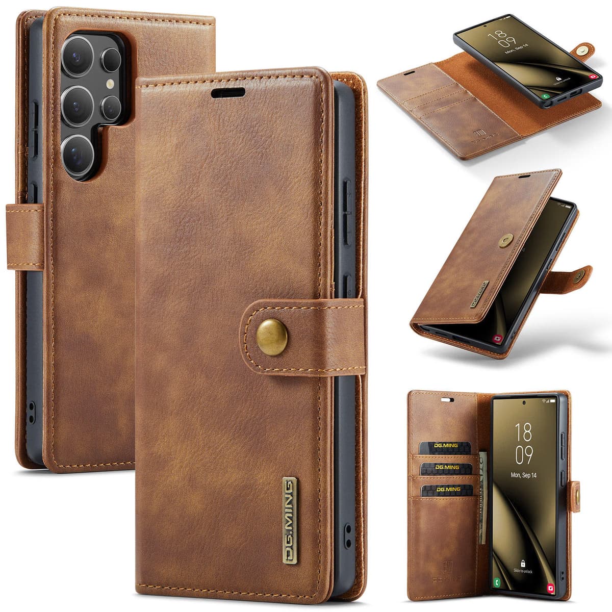 Magnetic Detachable Leather Book Flip Buckle Phone Case