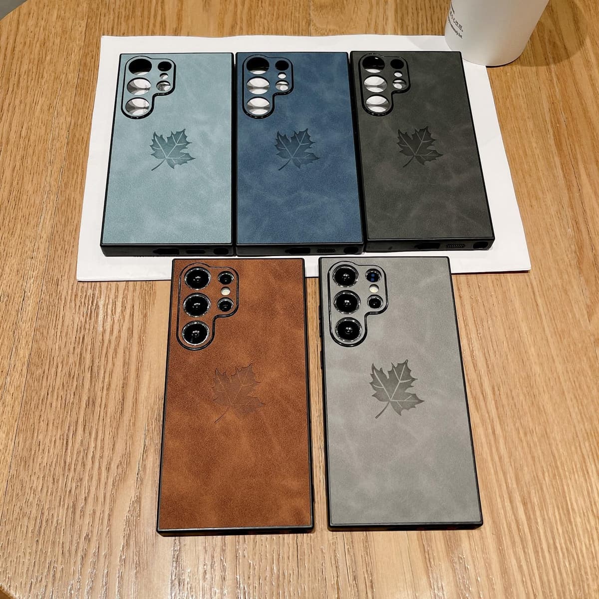 PU Leather Maple Leaf Pattern Luxury Mobile Phone Case