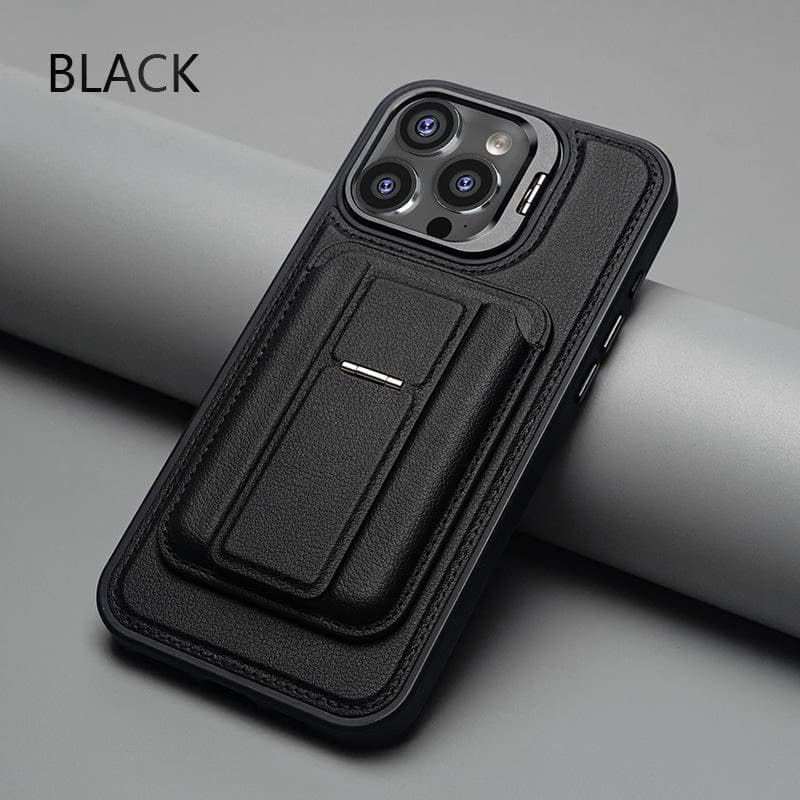 Leather Double Pivot Case with Magnetic Bracket for iPhone