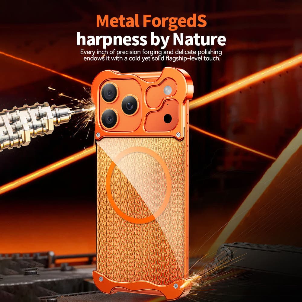 Luxury Frameless Magnetic Aluminum Alloy+PC Texture Phone Case