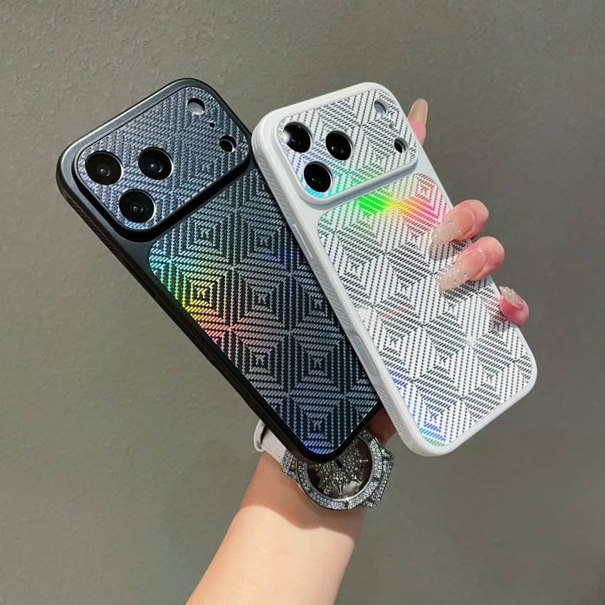Premium Magnetic PC Laser Gradient Plaid Texture Multi Color Phone case for iPhone