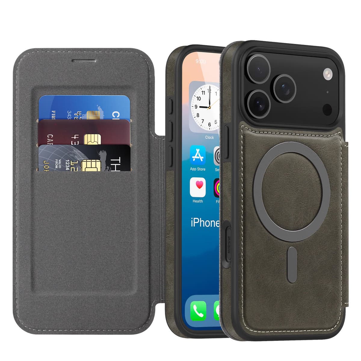 Amazo Hotsale 2-in-1 Magnetic Wallet Case Detachable Flip Leather Cover with Card Slots for iPhone