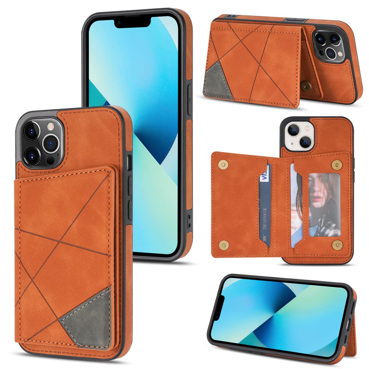 Luxury Leather Wallet Card Holder Magnetic Case for iPhone