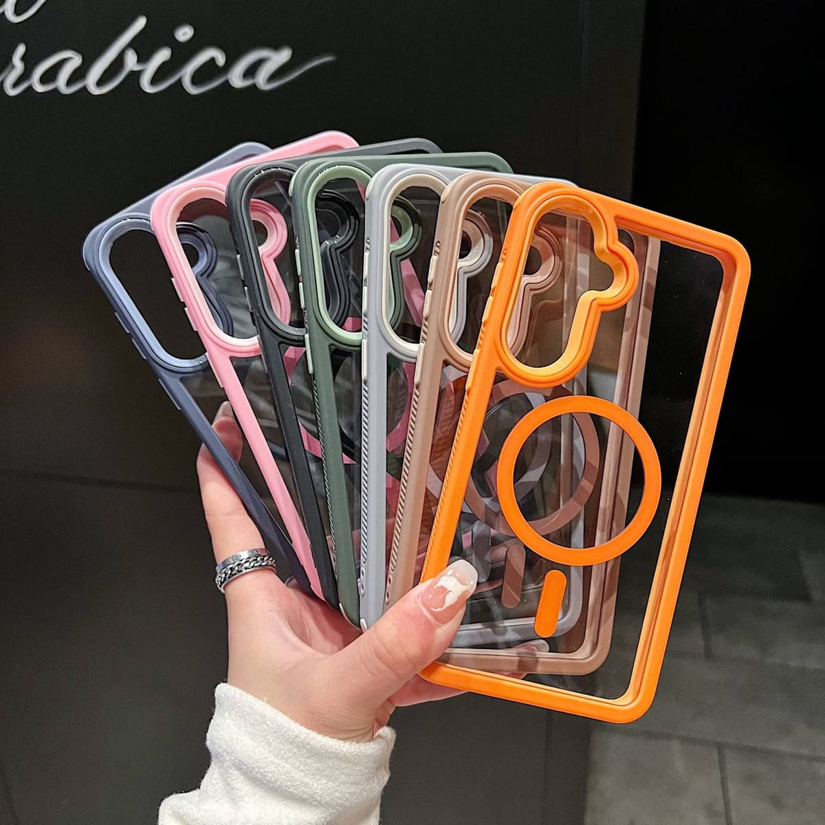 Anti-slip 2in1 Transparent Hard Acrylic Magnetic Wireless Charging Mobile Phone Case for Samsung