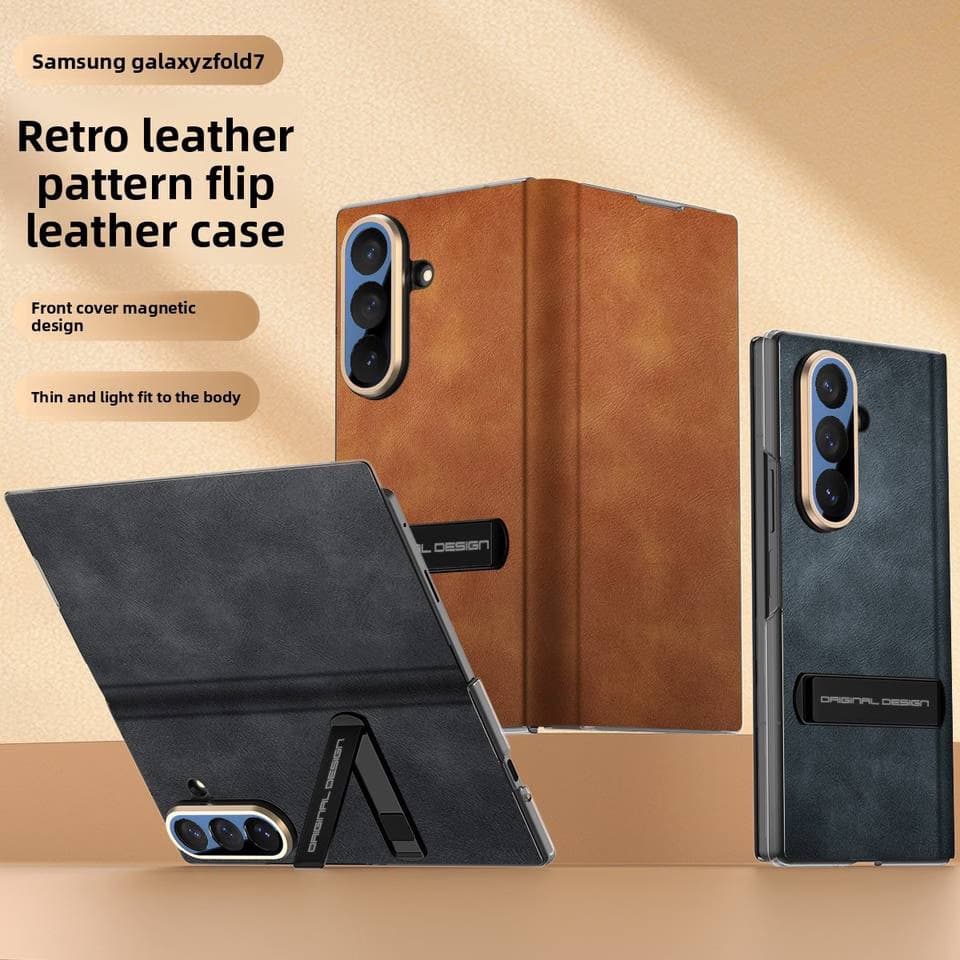 For Samsung ZFold7 Ultra-Thin Magnetic Leather Case Luxury Stand Design Flip Phone Case for All-Inclusive Screen Protection