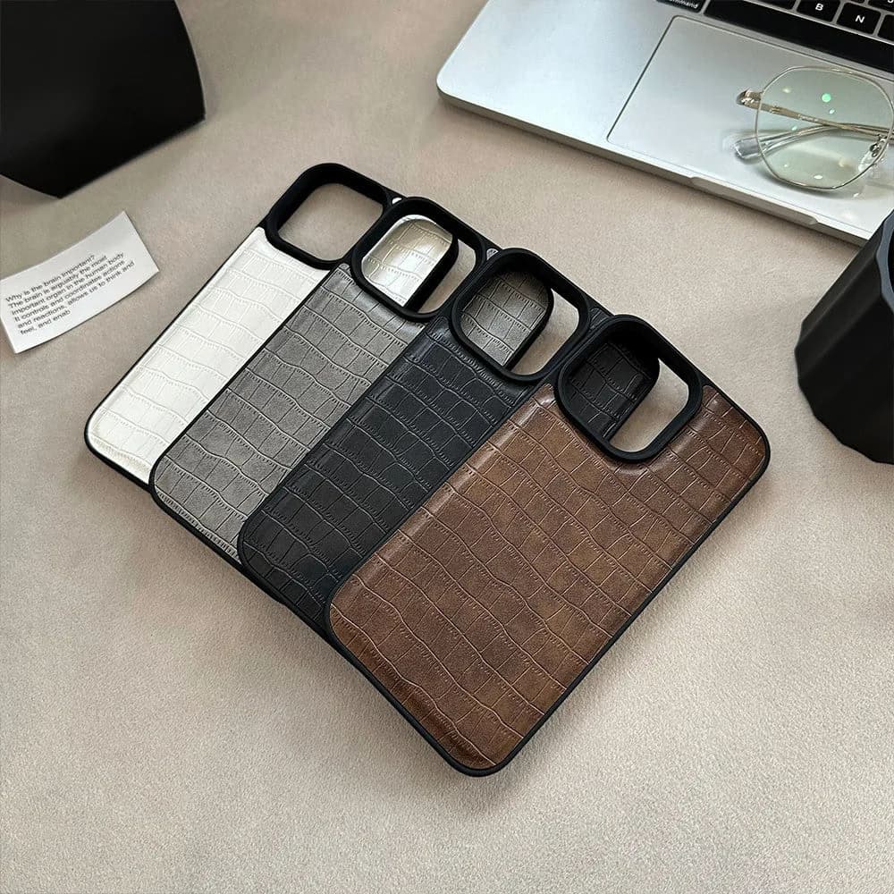 Retro Crocodile Texture Pattern Leather Phone Case