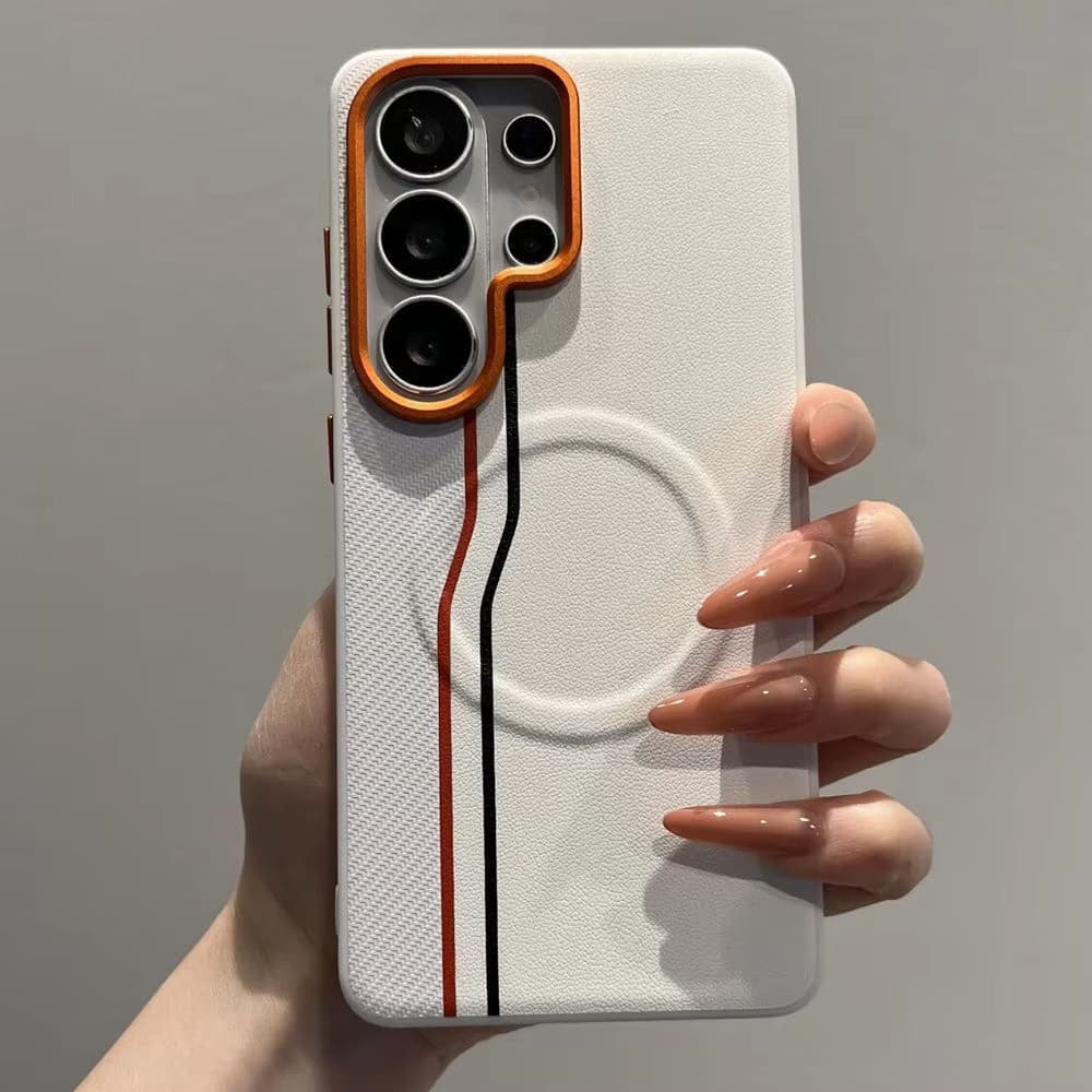 Magnetic Luxury Color-block Dual-Line Phone Case for Samsung