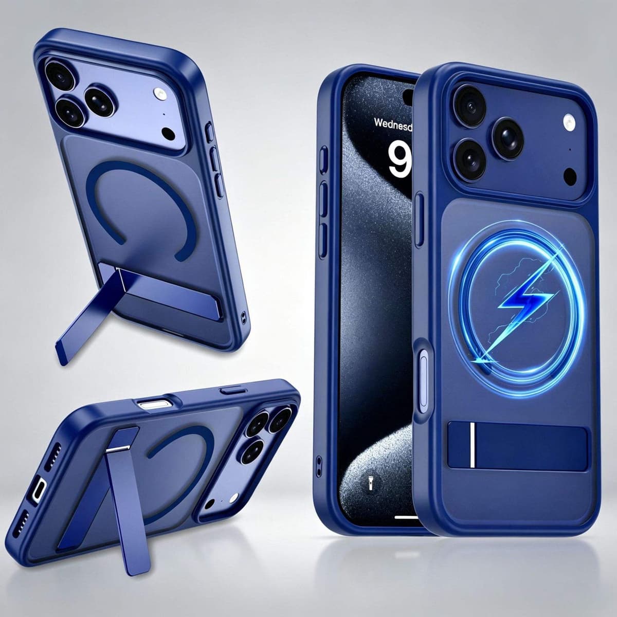 Soft Skin Touch Magnetic Anti-Drop Case Built-in Invisible Stand Full Lens Protection