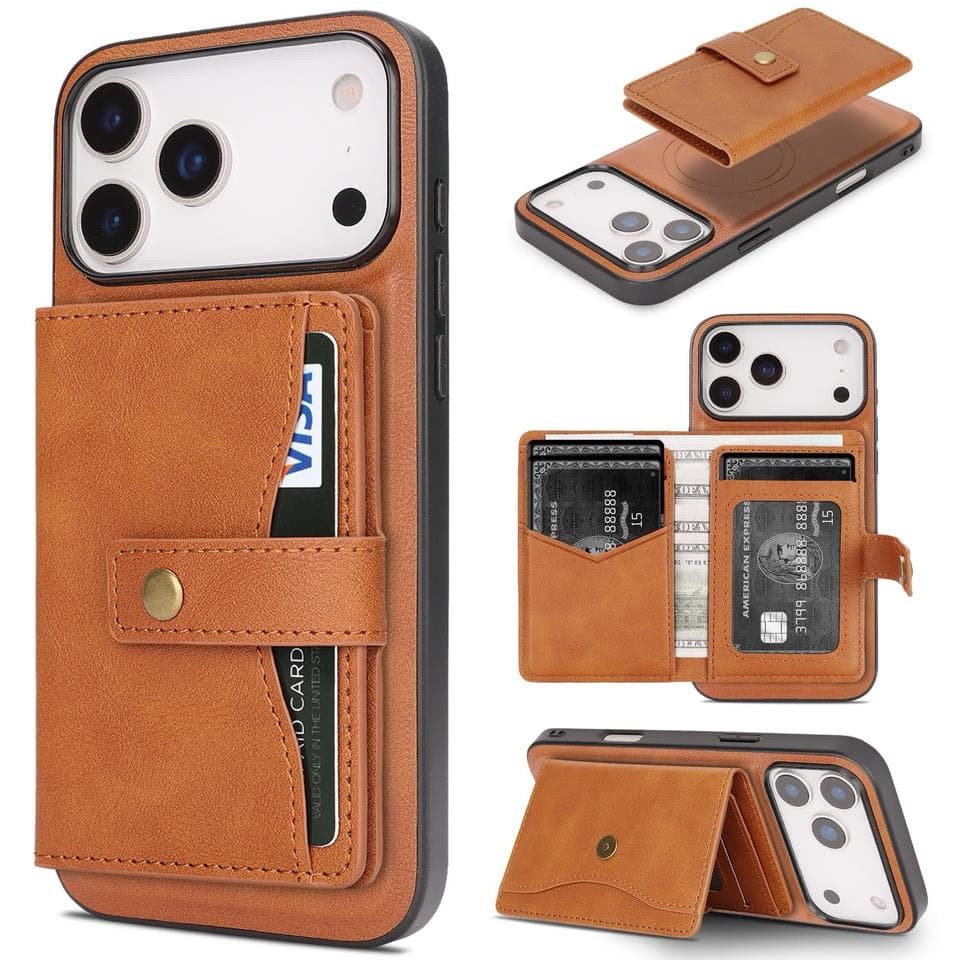 Premium Pu Leather with Strong Magnetic Back Card Holder Wallet Phone case
