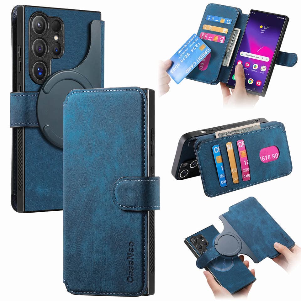 Premium PU Leather Magnetic Mobile Phone Case for Samsung