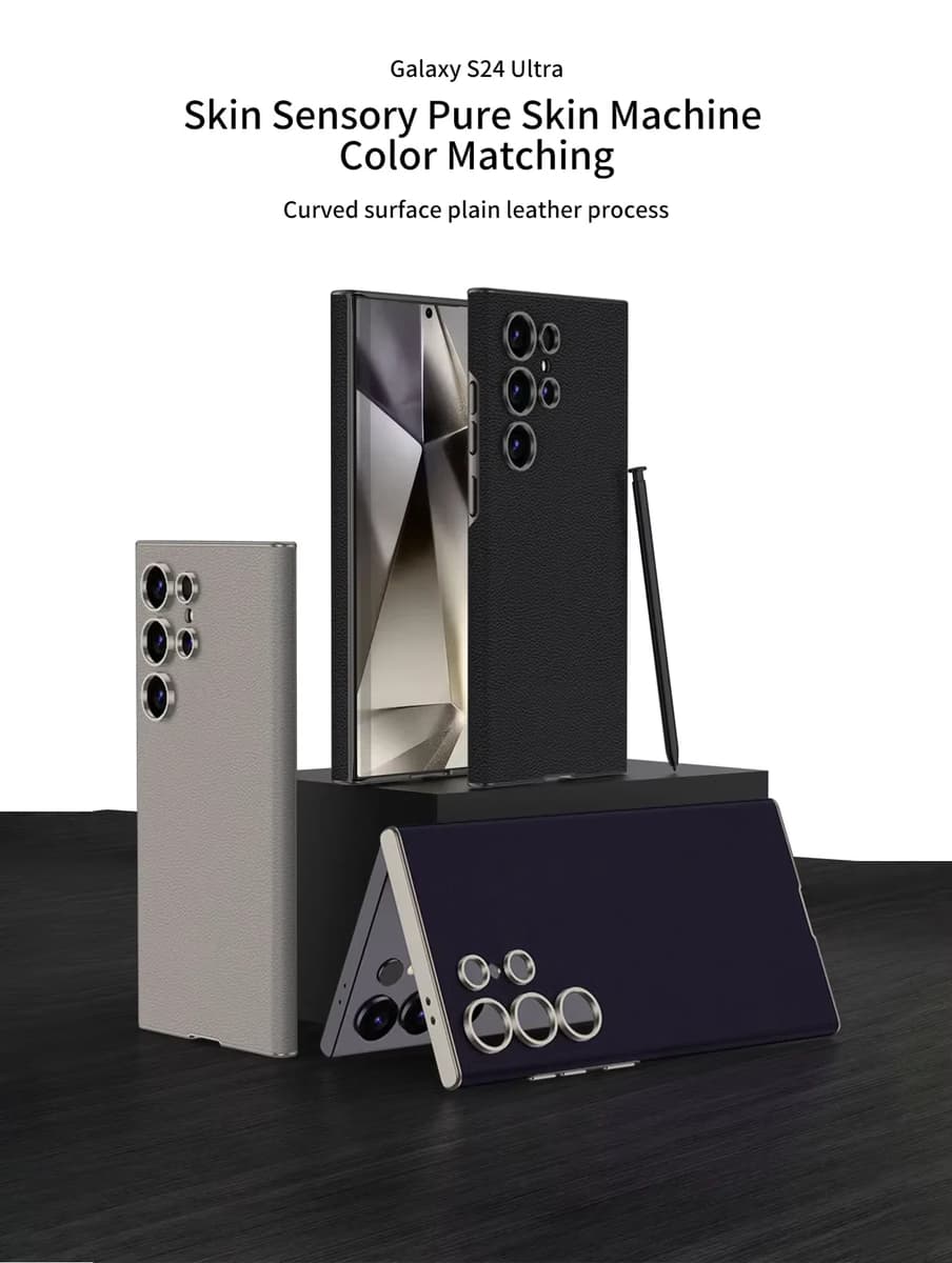 Premium PU Leather With Precise Camera Frame Skin Feel Business Protective Back Cover