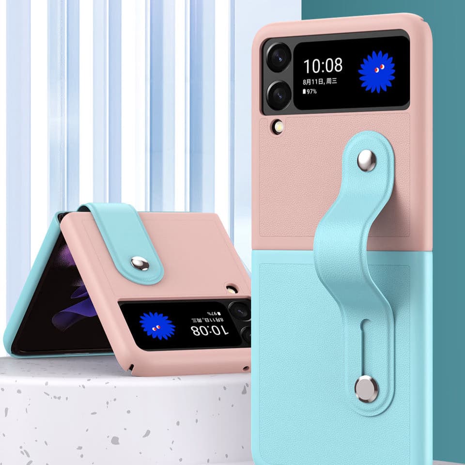For Samsung Z Flip Phone case Shockproof with Strap Girls Women Mobile Phone Case