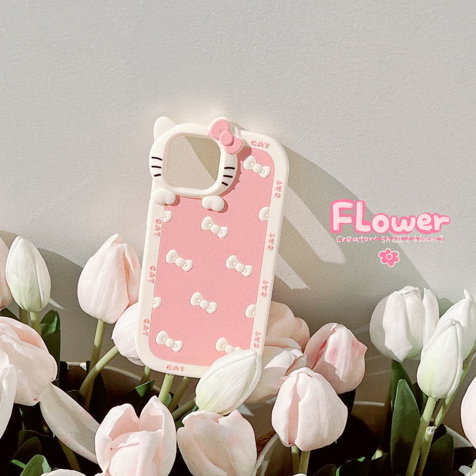Bow Cat Cartoon Soft Shell Phone Back Cover Silicone Phone case