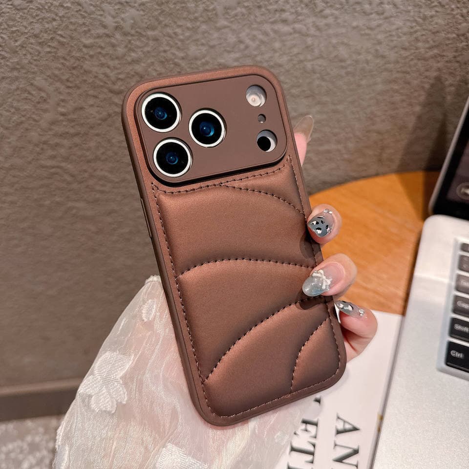 Novel Design Decompression Down Jacket PU Phone Case for iPhone