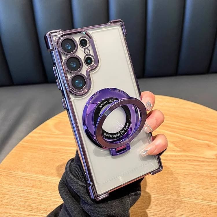 Luxury Design Magnetic Bracket Anti-Drop Plating TPU Cover Phone Case